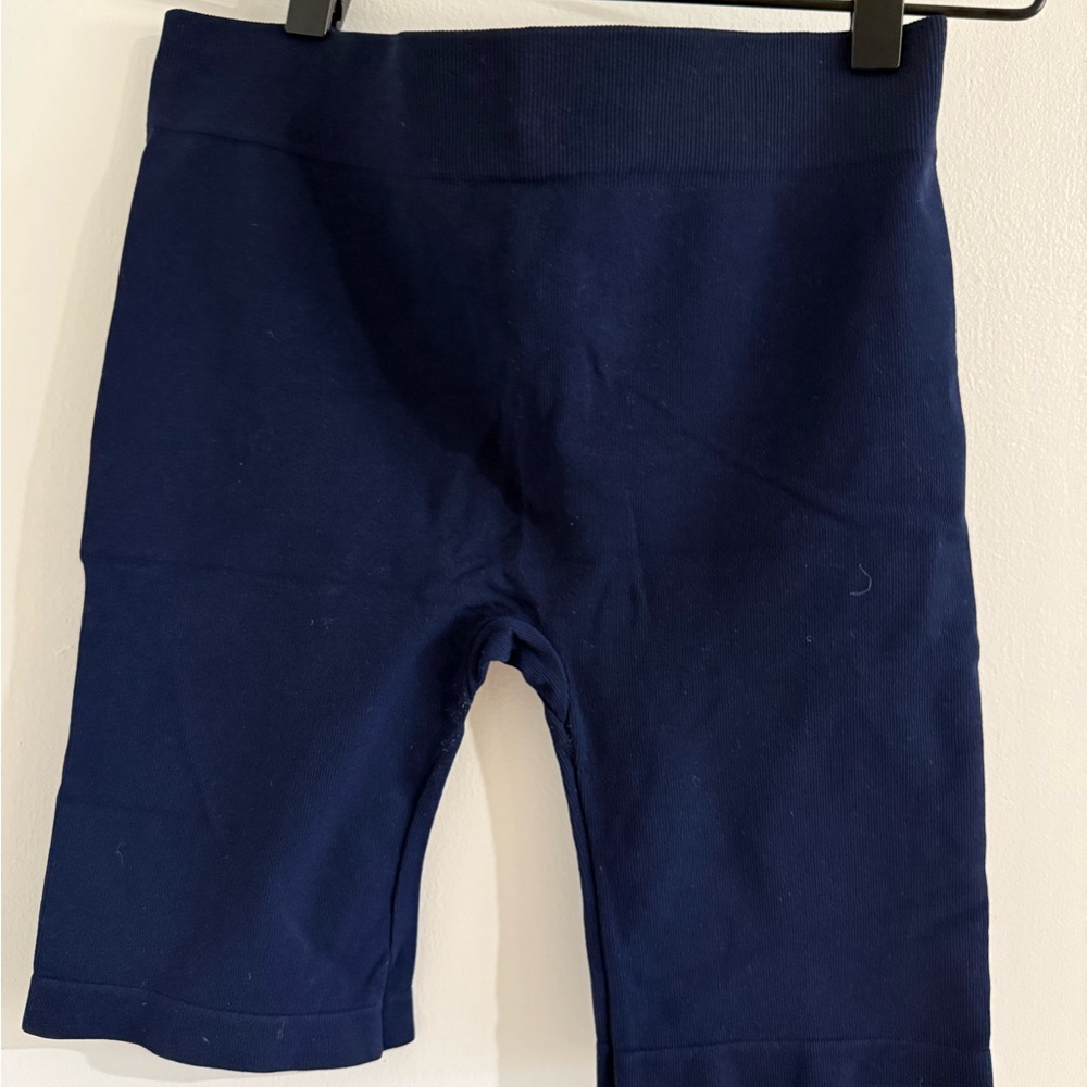 Navy Blue High-Waisted Biker Shorts